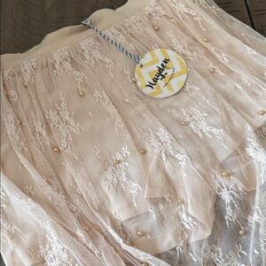 Hayden Delicate Lace skirt with silky shorts attached size small NWT champagne